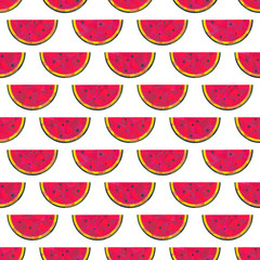 Watermelon watercolor seamless pattern. Hand painted abstract geometric background for surface design, textile, wrapping paper, wallpaper, phone case print, fabric.