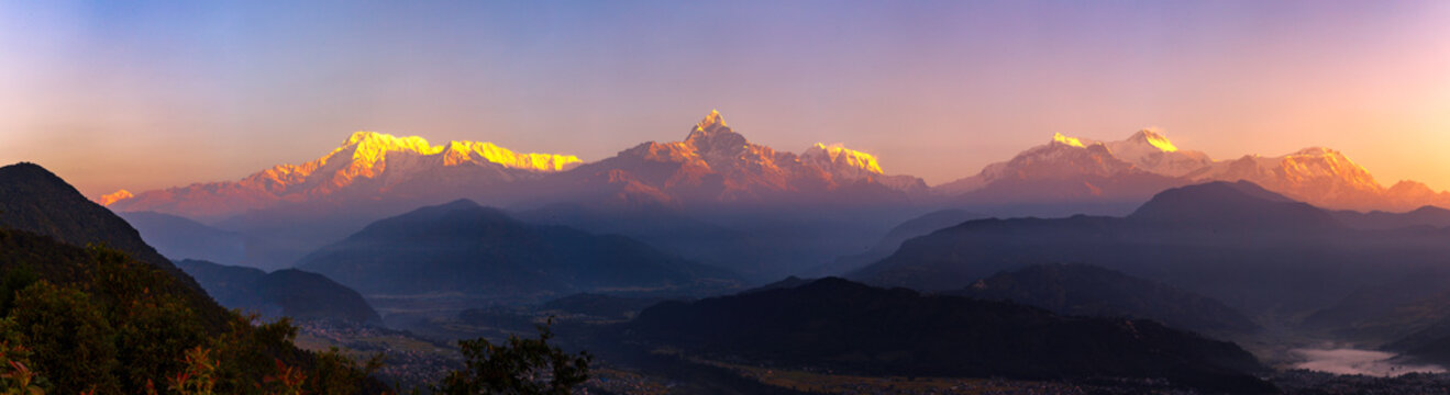 Machapuchare (Fish Tail) and Annapurna Range mountains