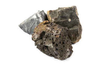 Basalt rock isolate on white background
