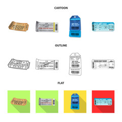 Vector illustration of ticket and admission icon. Set of ticket and event vector icon for stock.