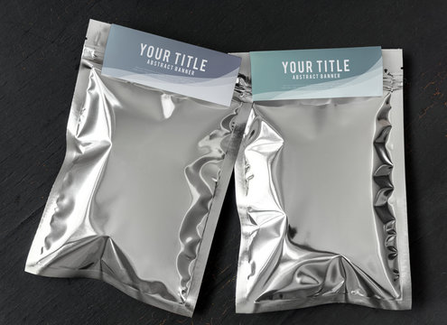 Resealable Metallic Packaging Bag Mockup