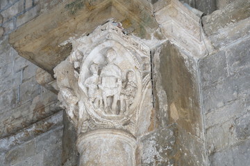 Vezelay, France-October 16, 2018: Interior of Basilica Sainte-Marie-Madeleine in Vezelay