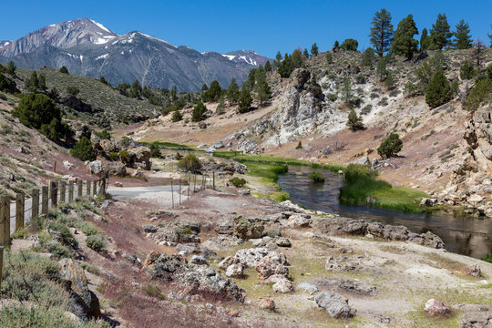 Hot Creek thermal pools near Mammoth Lakes