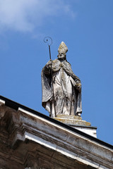 Saint Anselm, statue on facade of the Mantua Cathedral dedicated to Saint Peter, Mantua, Italy 