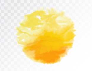 Light red and yellow watercolor spot, isolated on transparent background. Vector illustration.