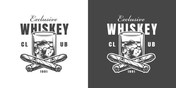 Vintage whisky bar emblem