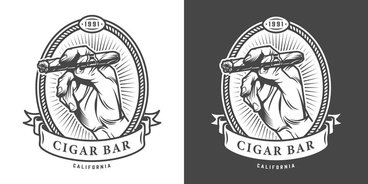 Vintage monochrome cigar bar label