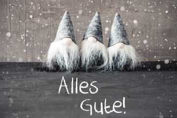 Gnomes, Cement, Snowflakes, Alles Gute Means Best Wishes