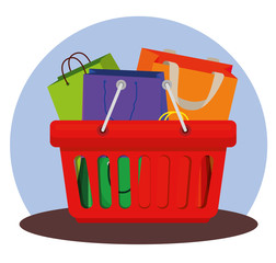 shopping bags inside basket to sale offer