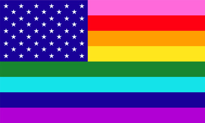 Fototapeta na wymiar LGBT pride flag of United States. American rainbow flag.