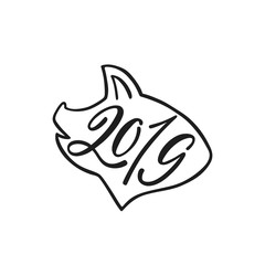 Fototapeta premium 2019 Chinese New Year of the Pig. Hand drawn typography design. Calligraphy holiday inscription.