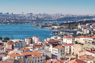 Fototapeta na wymiar Panoramic view of the centre os Istanbul, Turkey.
