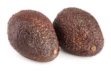 one whole avocado isolated on white background