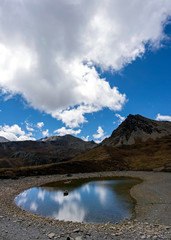 A reflection on a lake along Jomolhari trek, Bhutan.