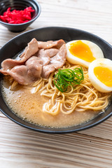 tonkotsu ramen noodles with pork and egg