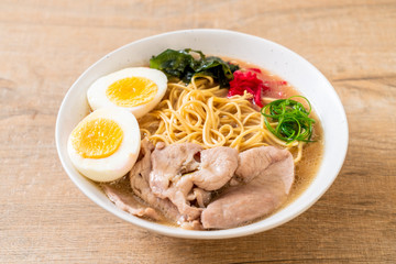 tonkotsu ramen noodles with pork and egg