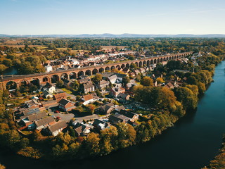 Historic railway market town of yarm in Teesside with the brick built railway viaduct © Nigel