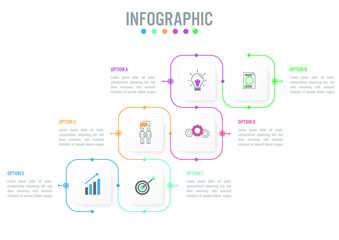 Business infographic template with rectangular shape options, Abstract elements diagram or processes and business flat icon, Vector business template for presentation.