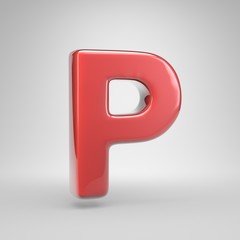 Coral car paint letter P uppercase isolated on white background