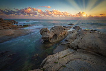 Fototapeta na wymiar Nice long exposure sunset picture from a Costa Brava coastal in Spain