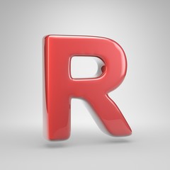 Coral car paint letter R uppercase isolated on white background
