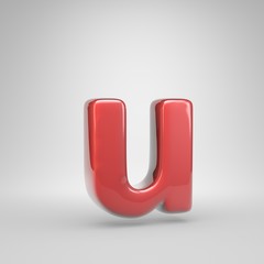 Coral car paint letter U lowercase isolated on white background