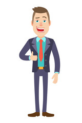 Businessman showing thumb up