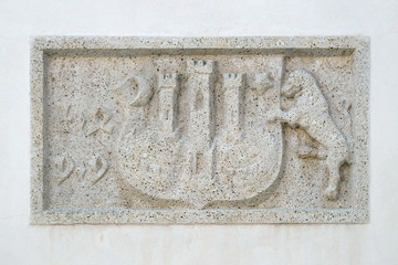 Zagreb Coat of Arms, west portal of the church of St. Mark in Zagreb, Croatia