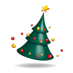 christmas tree 3d abstract shape design decorative vector illustration