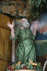 Saint Paul the Hermit statue on the altar of Saint Paul the Hermit in the church of Immaculate...