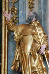 Fototapeta premium Statue of saint on the altar of Saint Paul the Hermit in the church of Immaculate Conception in Lepoglava, Croatia