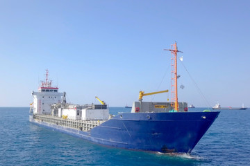 General cargo ship at sea - Aerial image