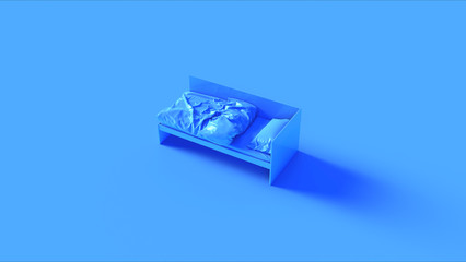 Blue Single Bed 3d illustration 3d rendering