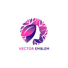 Vector logo design template with female face