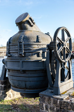 Old outdated Bessemer converter used at an old steel mill in Sweden