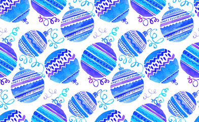 Christmas red and pink decorations watercolor