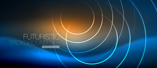 Neon glowing circles background