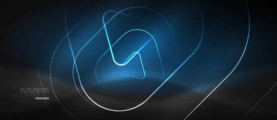 Fototapeta premium Dark black abstract background with neon colors and lines