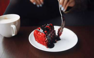 Cake in a dish on a table