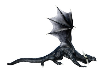 3D Rendering Fairy Tale Dragon on White
