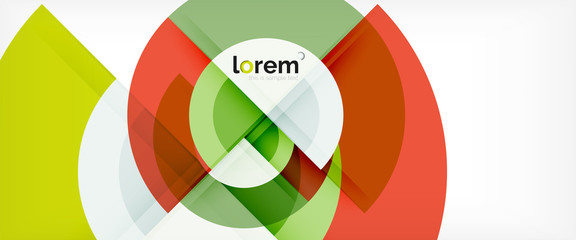 Fototapeta premium Modern geometric circles abstract background, colorful round shapes with shadow effects