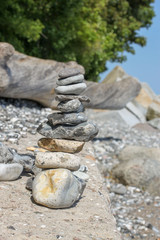 Fototapeta na wymiar stapled stones at beach at rügen island in germany