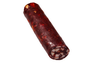 Salami sausage isolated on white background