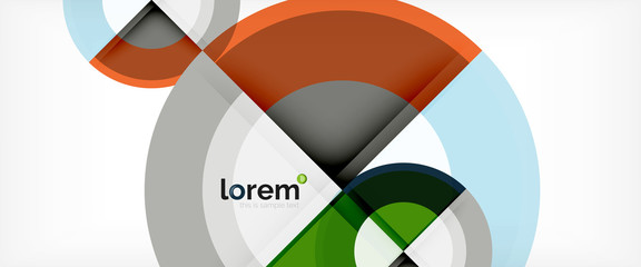 Modern geometric circles abstract background, colorful round shapes with shadow effects