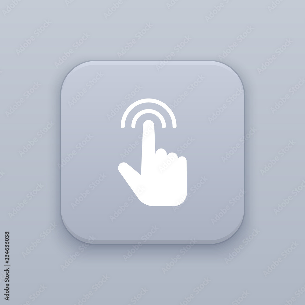 Poster touch gesture-click gray vector button with white icon