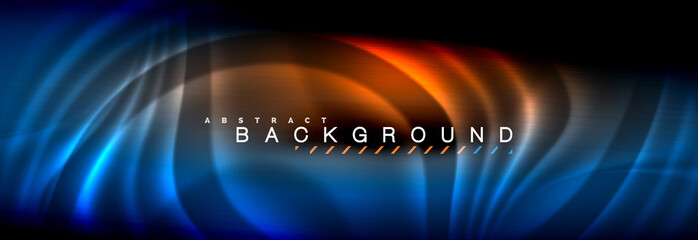 Neon glowing fluid wave lines, magic energy space light concept, abstract background wallpaper design