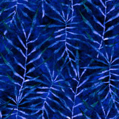 Tropical seamless pattern. Watercolor thorny palm 