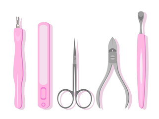 Manicure set. Vector illustration of all tools for perfect nails