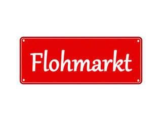 Red sign with the text Flohmarkt