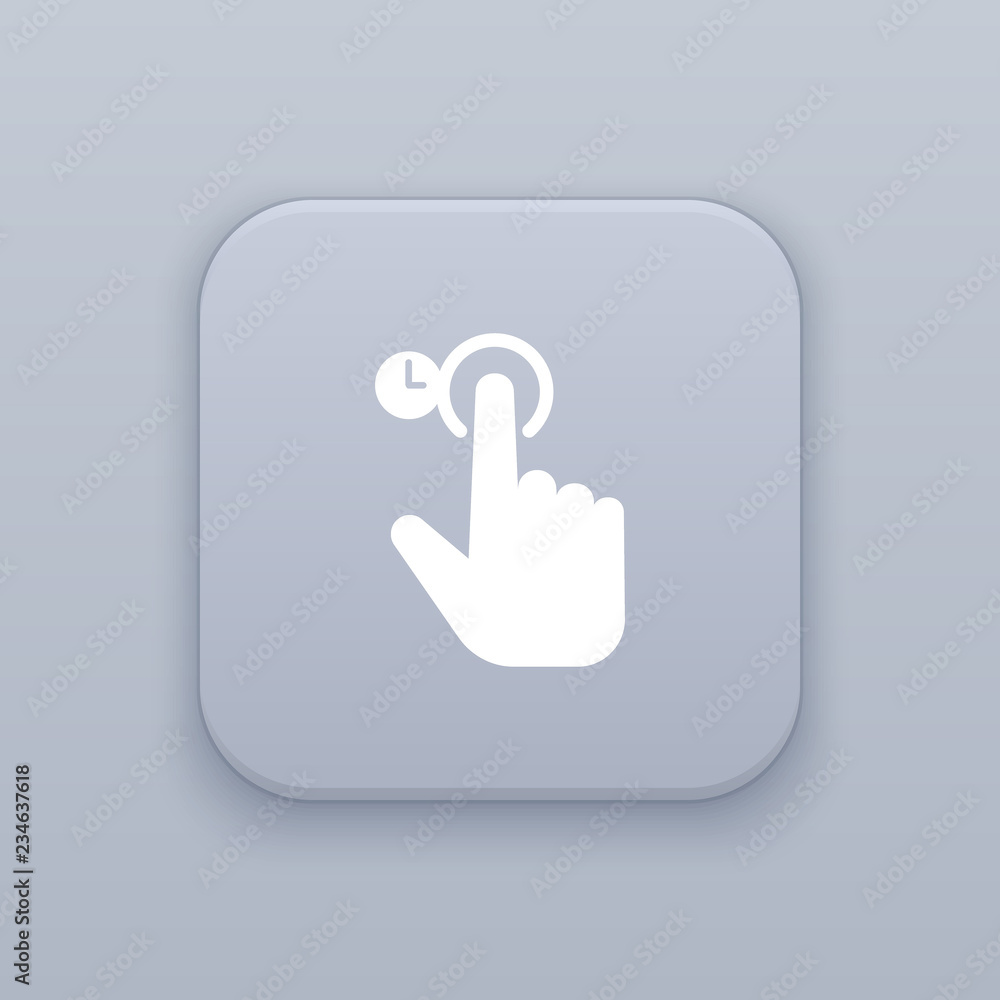 Poster click hold gray vector button with white icon